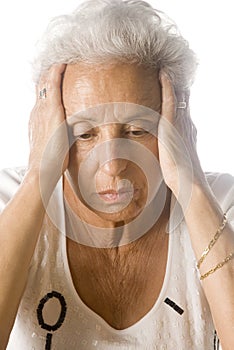 Worried senior woman