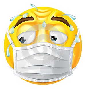 Worried Sweating Emoticon Emoji PPE Mask Face Icon