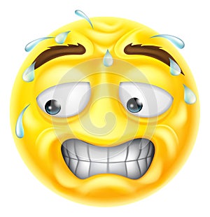 Worried Sweating Scared Emoticon Cartoon Face Icon