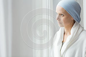 Worried woman with cancer