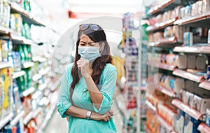 Worried woman surrounded by sick people