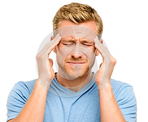 Worried young man suffering from headache