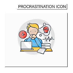 Worrier procrastinator color icon