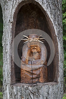 Worrying Jesus - wooden sculpture Poland