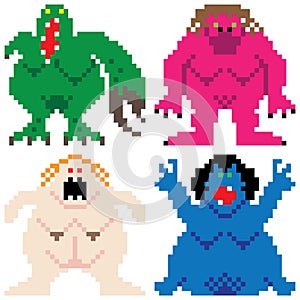 Worse nightmare terrifying monsters retro computer pixel art