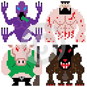 Worse terror horror monster retro computer eight bit pixel art