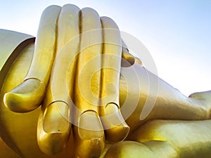 Worship Big Hand Buddha Wat Muang Temple Angthong Thailand Wat Muang Golden Giant Big Buddha Statue Thailand