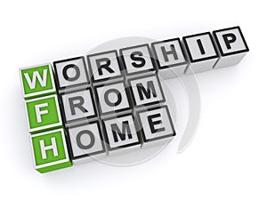 Worship from home word block