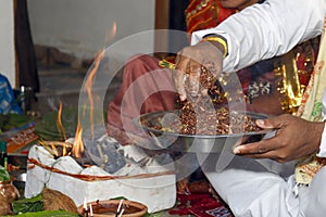 Havan Kund.blazing flames of fire. photo