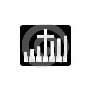 Worship logo. Cristian symbols. Cross and piano keys photo