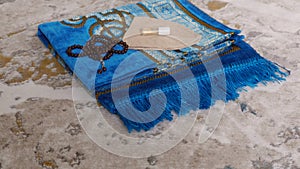 Worship materials used by Muslims, prayer beads prayer rugs and fragrance