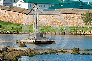 Worship and navigation cross in the Solovki Bay
