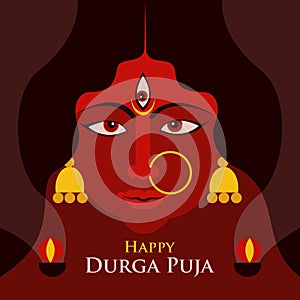 Worshipping of Goddess Durga. Concept for Durga Puja festival