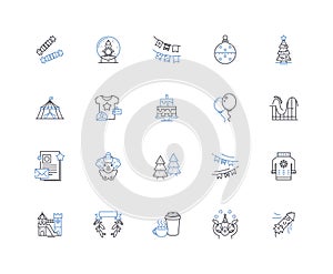 Worshipping idols line icons collection. Devotion, Idolatry, Worship, Sacred, Reverence, Adoration, Icon vector and photo