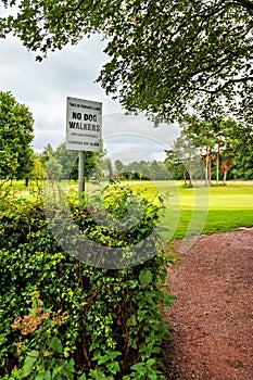 Worsley golf course and club house in Monton with no dog walking sign photo