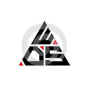 WOS triangle letter logo design with triangle shape. WOS triangle logo design monogram. WOS triangle vector logo template with red