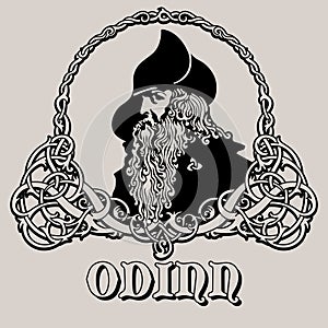 Wotan Odin God of wisdom, poetry and war. Illustration of Norse mythology