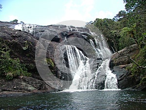 woter Falls Horton plains national park. Sri Lanka.