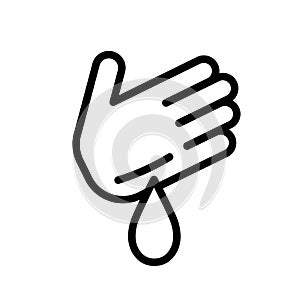 Wound on the hand, simple black and white outline icon. Flat vector illustration. Isolated on white.