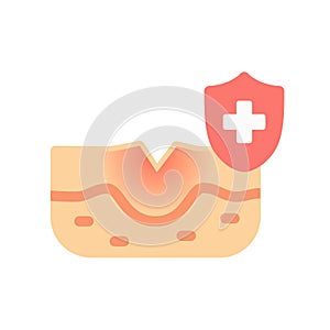 Wound heal healthcare epidermis skin dermatology single isolated icon with flat style