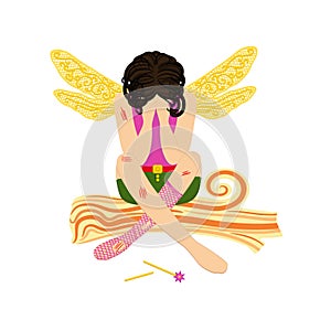 The wounded fairy cries. Vector. Isolated