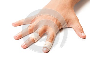 Wounded hand on white background