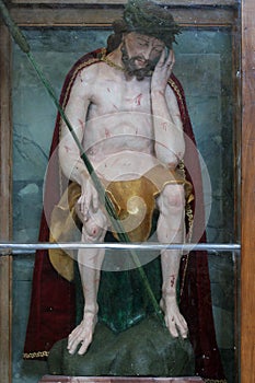 Wounded Jesus, statue on the altar of the Holy Cross in the Church of the Assumption of the Virgin Mary in Klostar Ivanic, Croatia