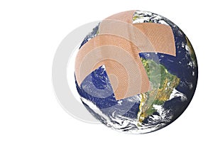 Wounded Planet Earth Isolated
