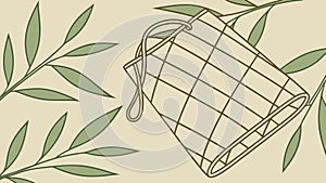 Woven Basket with Olive Branches - Rustic Natural Elements, vector design Generative AI