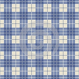 Woven Blue White Tartan Pattern