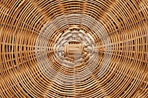 Woven Dry Grass Wicker Basket Background Texture Close Up