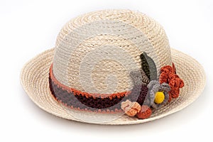 Woven hat decorated isolate on white background