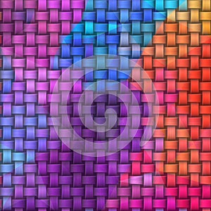 Woven rattan wicker weave pattern background - neon colorful