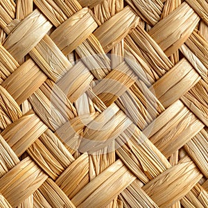 Woven Straw Texture Background in Light Brown Close Up Pattern