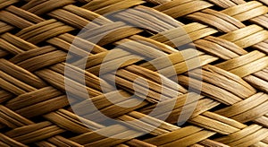 Woven Straw Texture Close-up Wickerwork Pattern Background