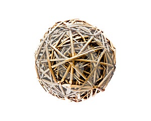 Woven wicker ball isolated on white