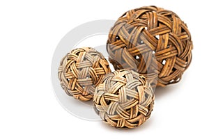 Woven wickerwork balls made from bamboo