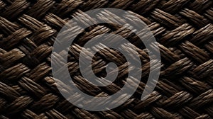 Woven Wonders: A Macro View of Black Straw Textile Material with Wicker Pattern