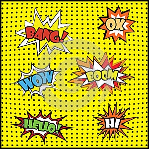 Wow Comic sound effects in pop art vector style,