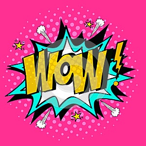 Wow/Comic speech bubble with expression text, stars and clouds