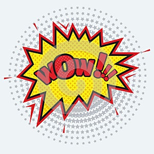 WOW - comic speech bubble. Pop art style and halftone.