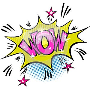 WOW comic speech bubble vector cartoon icon