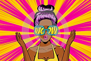 Wow face woman pop art sale advertise