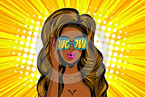 Wow face woman pop art sale advertise