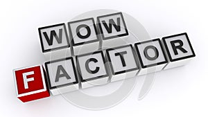 Wow factor word block on white