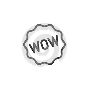 Wow icon. Symbol of admiration or surprise. Line label for online services, stores, markets and mobile apps sticker for