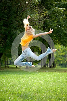 Wow jump of funny woman