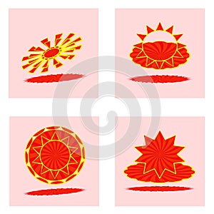 Wow new festival season, collection of sun stars starburst icons, abstract background vector illustration creative