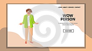 Wow Person Positive And Amazed Emotion Vector