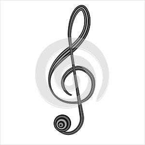 Black music note symbol. Treble clef isolated